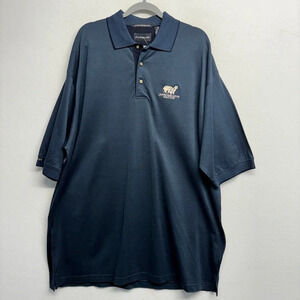 NWT Aureus Jasper Park Lodge Golf Club Bear Embroidered Polo Shirt XXL Navy Blue